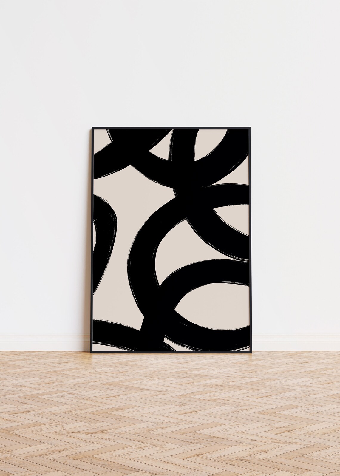 Abstract Black Line Poster Wall Art Printed