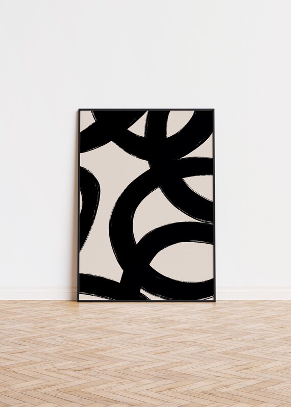 Abstract Black Line Poster Wall Art Printed
