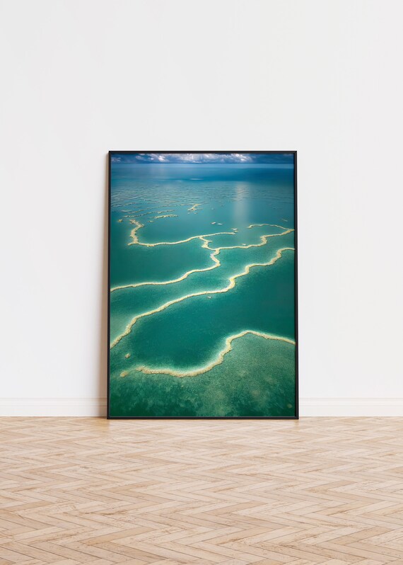 Ocean Reef Aerial Turquoise Water Poster Photographed From Above