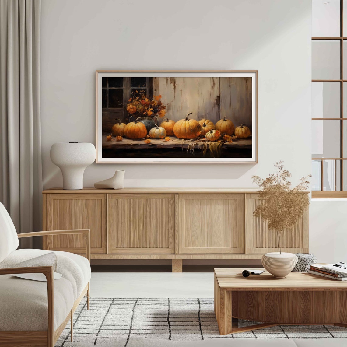 Cozy Rustic Pumpkin Still Life Autumn Harvest Farmhouse Wall Art - Image 2