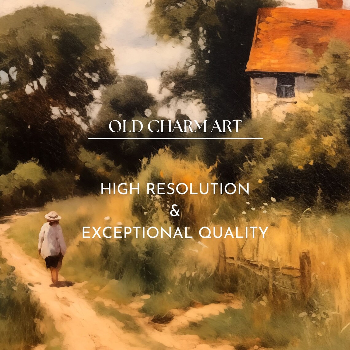 Summer Cottage Red Roof Country Path Golden Wheat Fields Travel Poster - Image 2