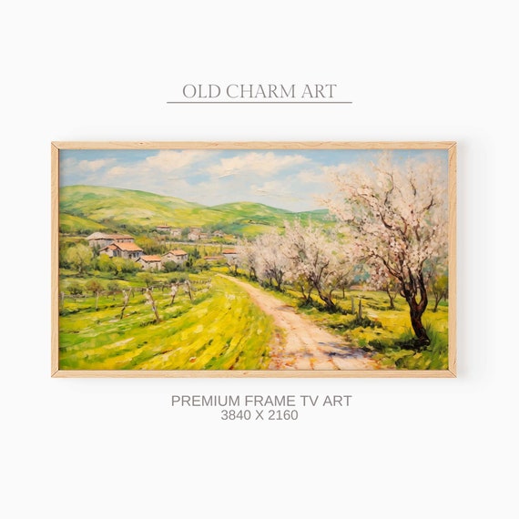 Frame Tv Art Spring Garden Vintage Oil Painting Country Decor Art Farmhouse Art Tvf12