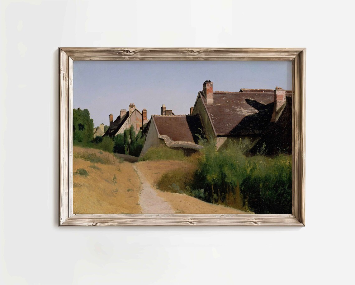 Summer Village Street With Old Stone Houses And Golden Fields Poster - Image 2