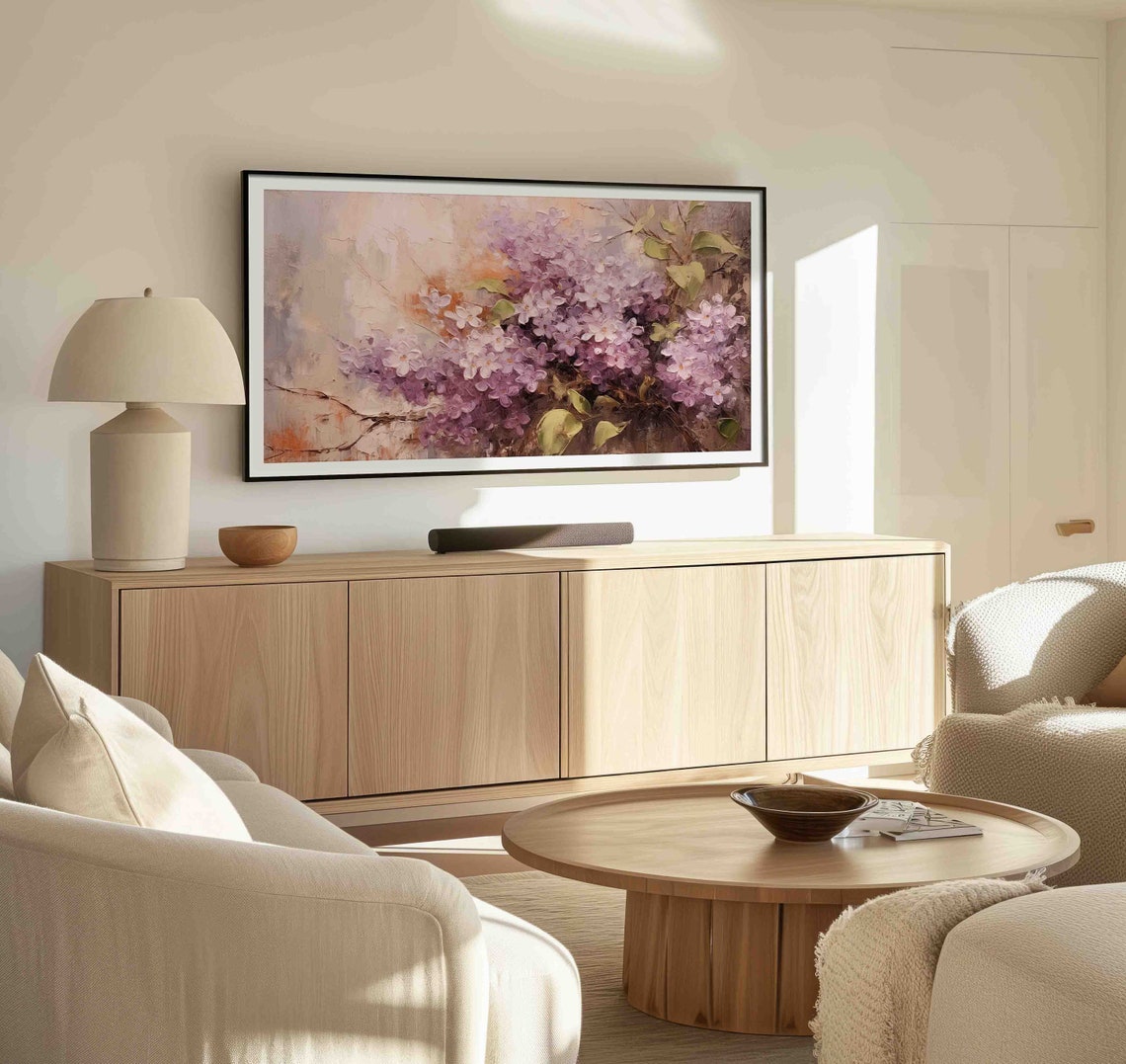 Purple Lilac Blossoms Spring Floral Frame TV Art Display Poster
