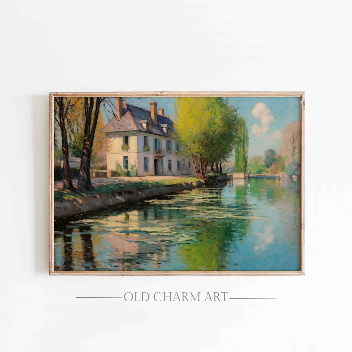 River Cottage Painting Wall Art Summer Country Art Poster Wa64