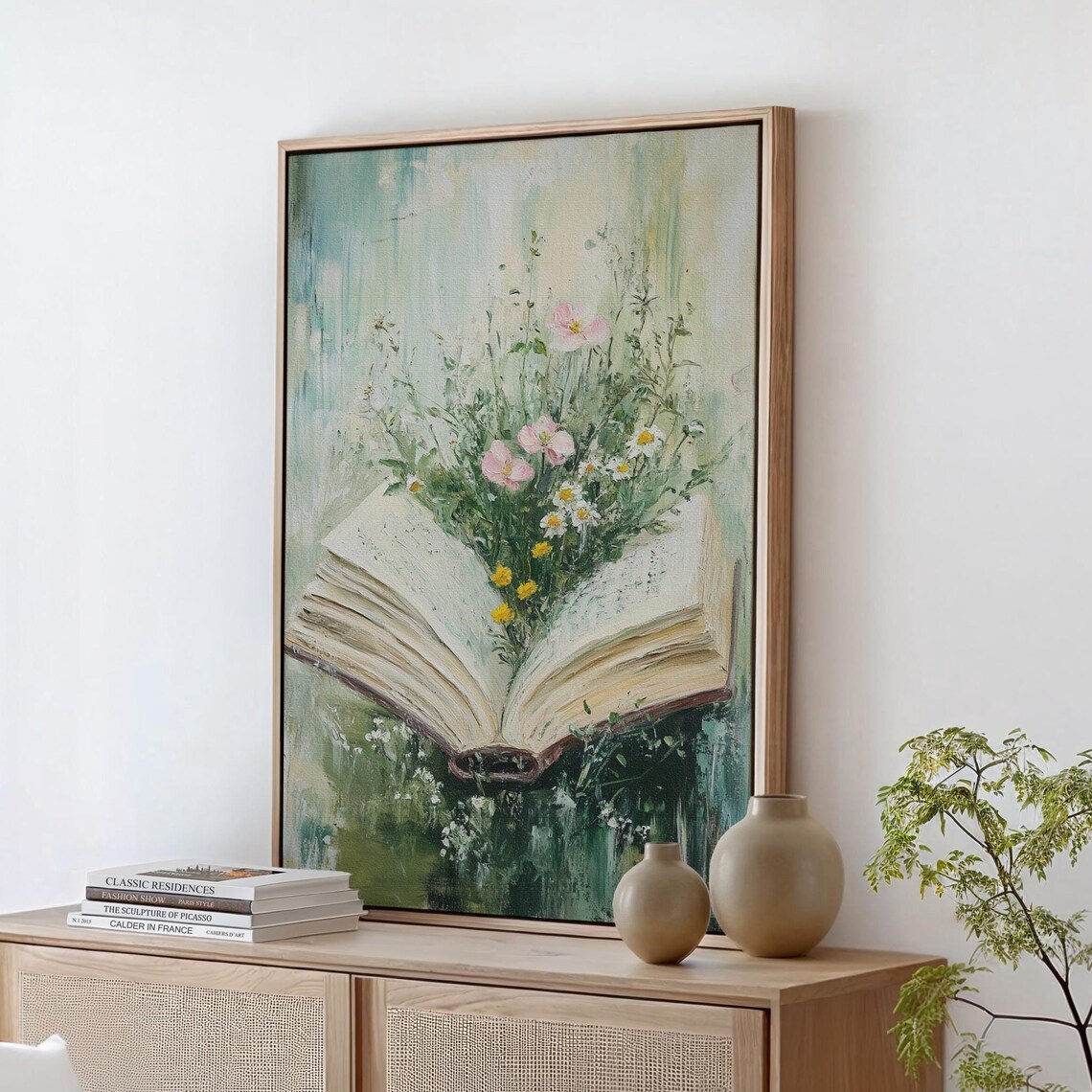 Open Book with Wildflowers Whimsical Botanical Cottagecore Art Print