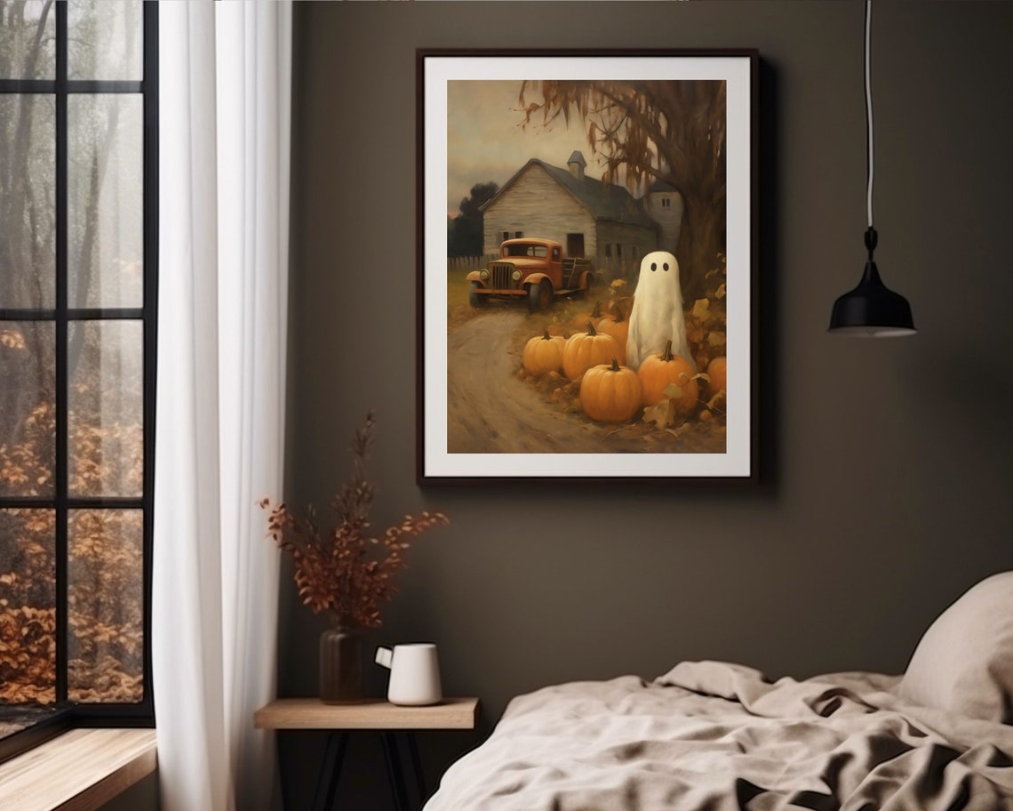 Rustic Farmhouse Ghost, Cottagecore Autumn Art Print - Image 2