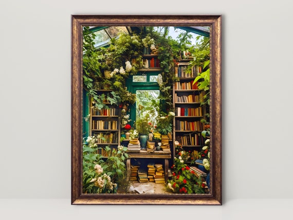 Greenhouse Library Reading Nook Fantasy Art Print