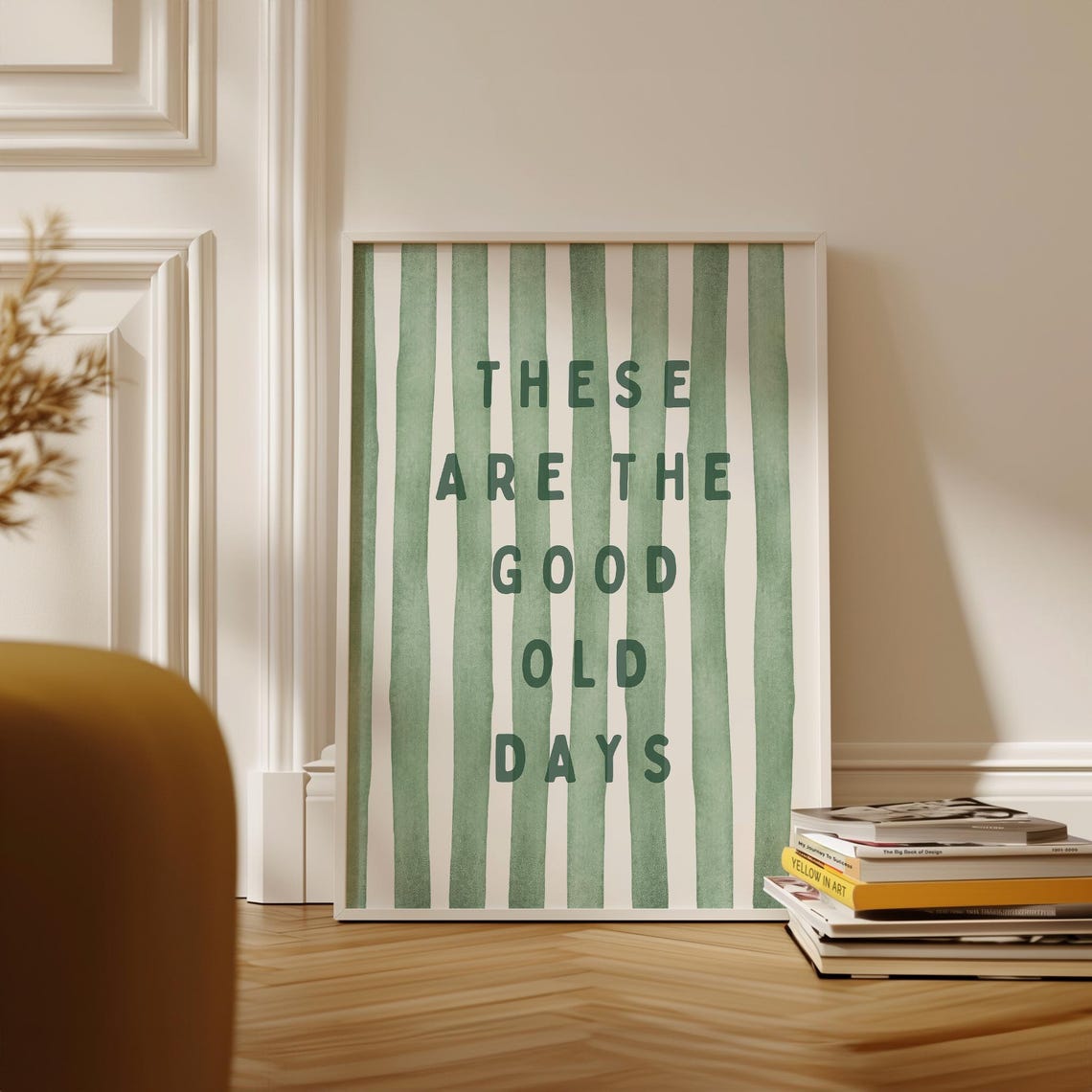 These Are the Good Old Days Green Striped Retro Typography Poster - Image 2