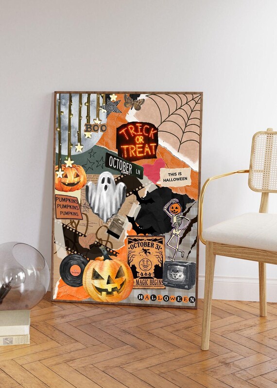 Halloween Poster Dopamine Decor Vintage Wall Collage Moodboard Vision Board Pinterest Shuffle Art Y2k Dorm Room
