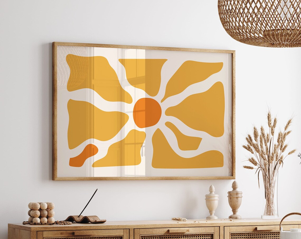 Matisse-Inspired Horizontal Abstract Flower Market Print