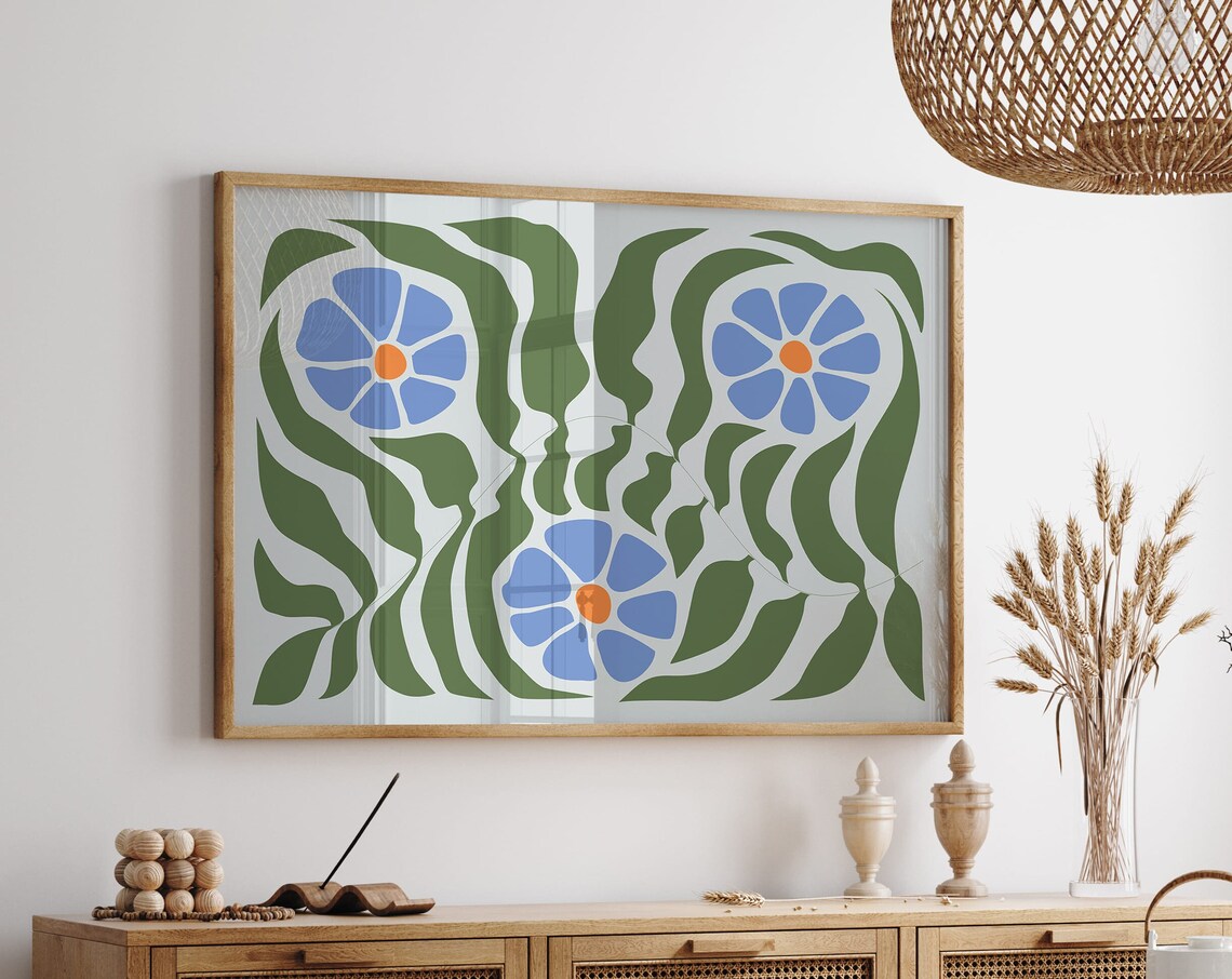 Minimalist Floral Wall Art, Boho Matisse Print