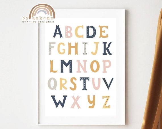 Alphabet Nursery Wall Art Letter Wall Decor Nursery Wall Decor Baby Room Poster Poster Nursery Poster Kids Room Wall Art