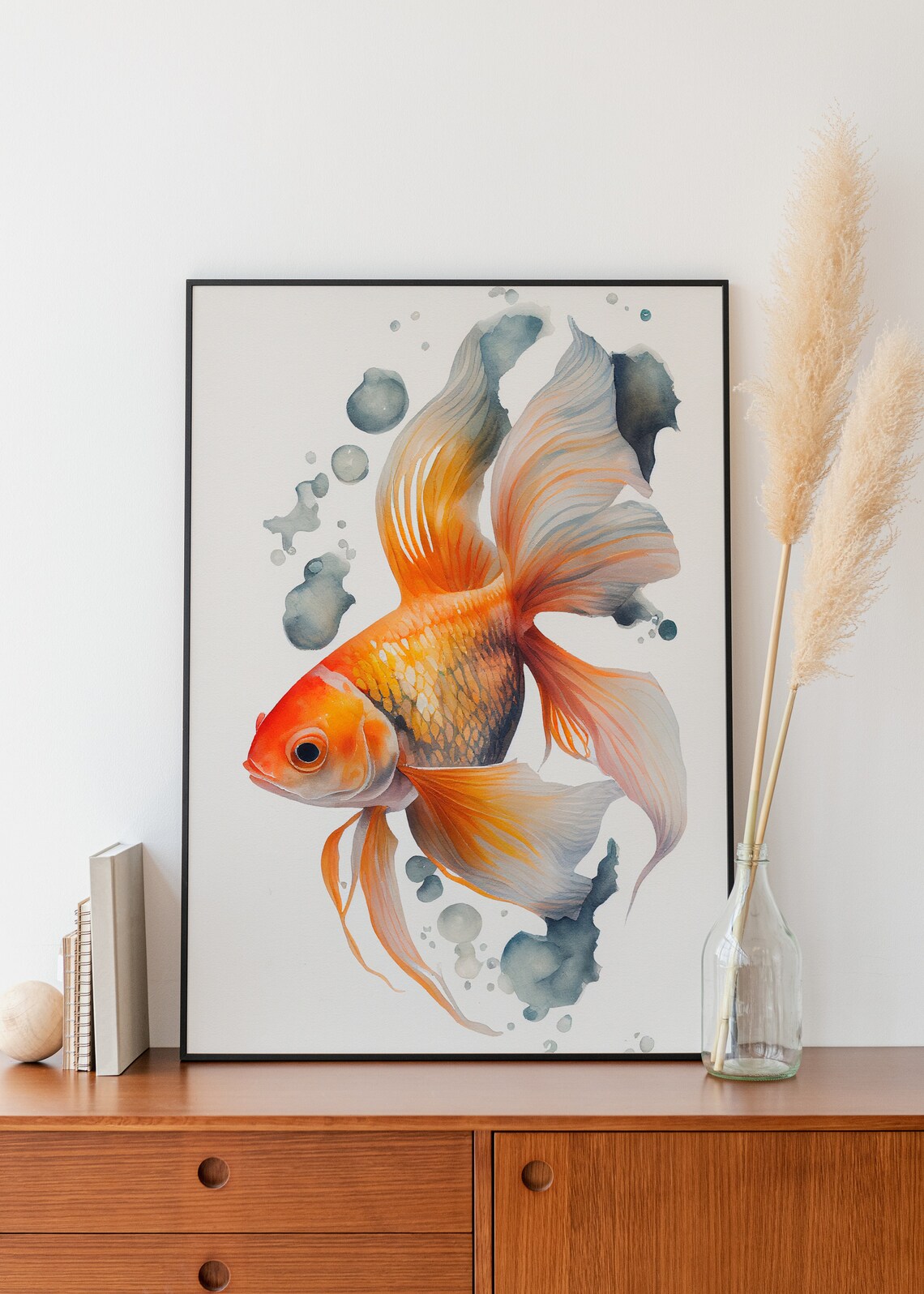 Watercolor Goldfish Wall Art Goldfish Wall Decor Childrens Room Cute Wall Art Goldfish Watercolor Animal Art Cute Goldfish Art