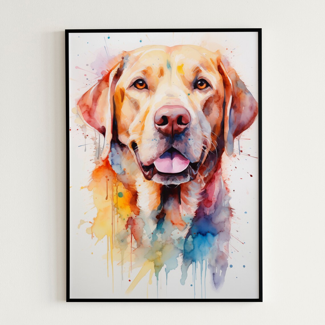 Yellow Labrador Retriever Watercolor Dog Portrait Colorful Art Print - Image 3