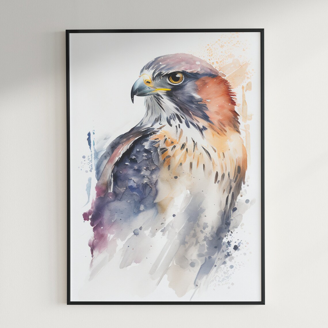 Falcon Watercolor Painting Bird of Prey Wildlife Portrait Art Poster - Image 3