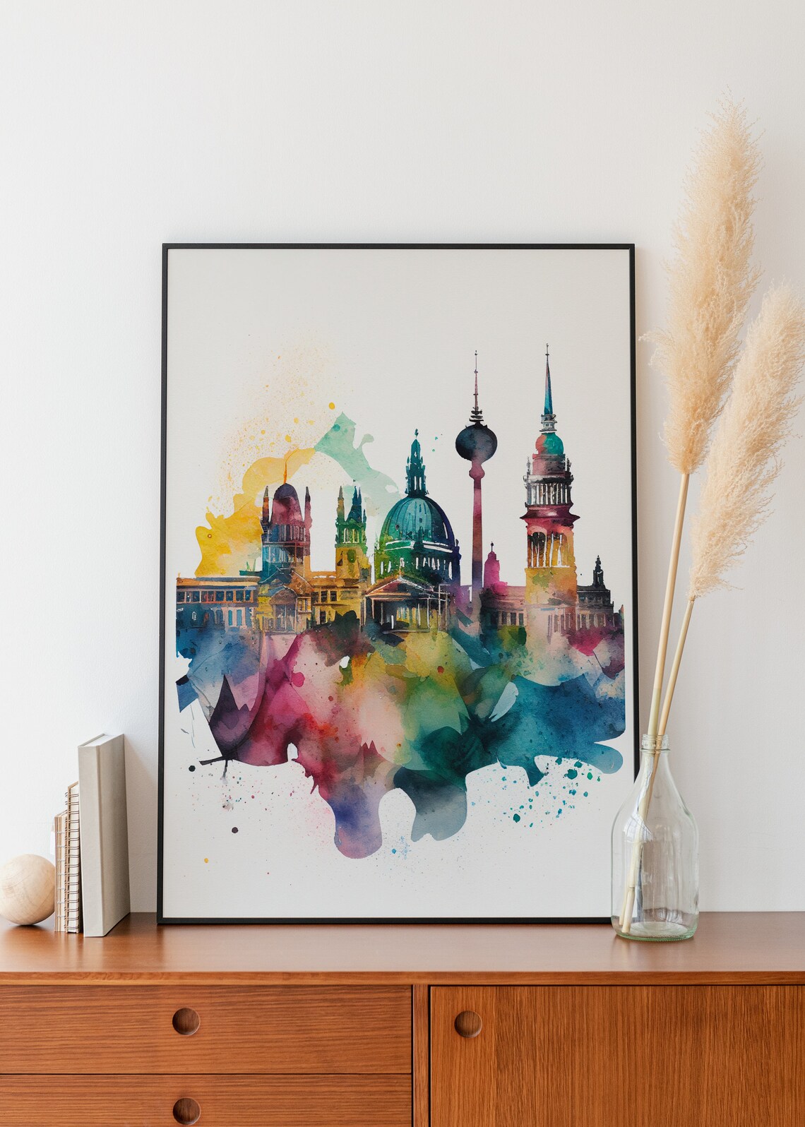 Berlin Germany Skyline Watercolor Painting Travel Art Poster