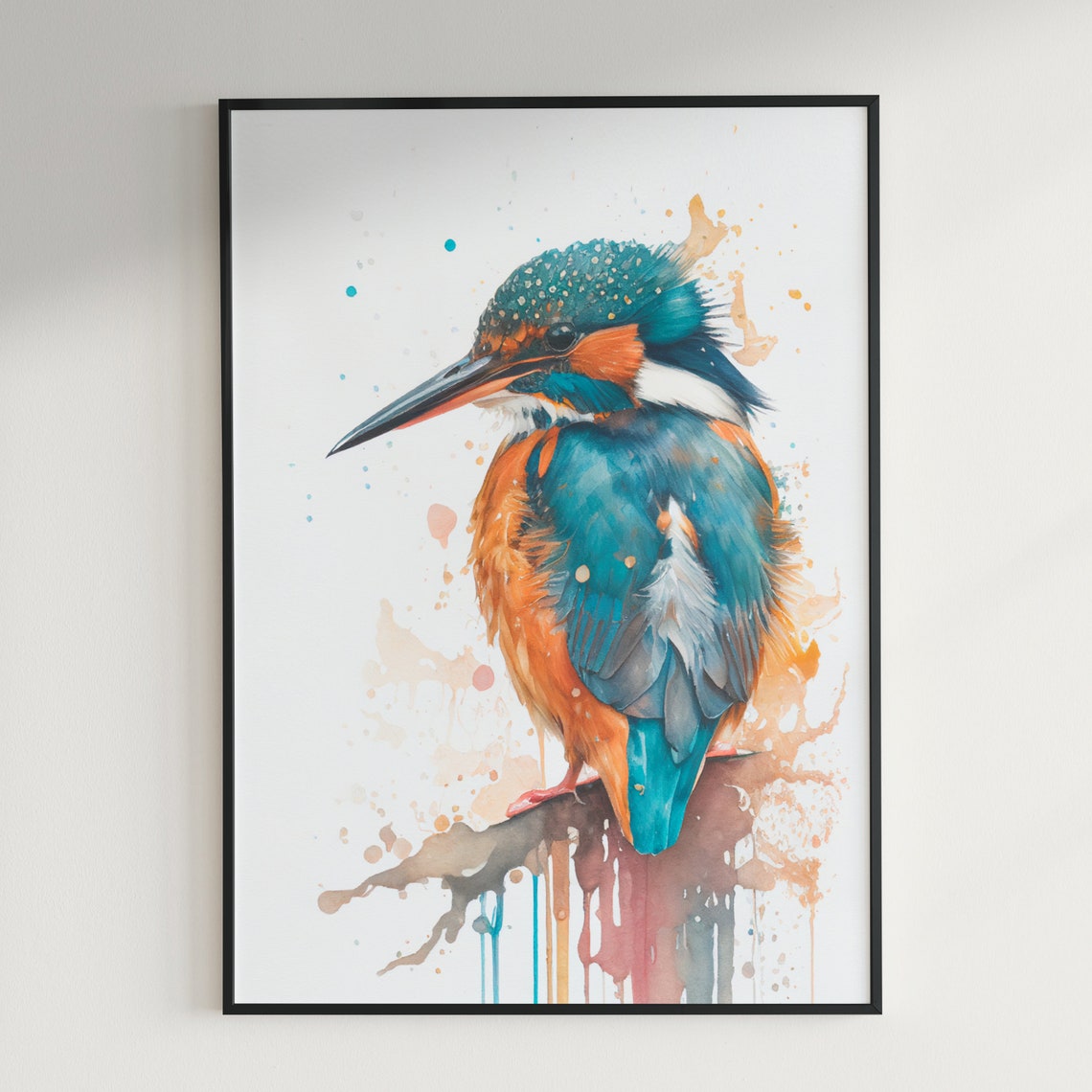 Kingfisher Watercolor Painting Vibrant Blue Bird Nature Art Print - Image 2