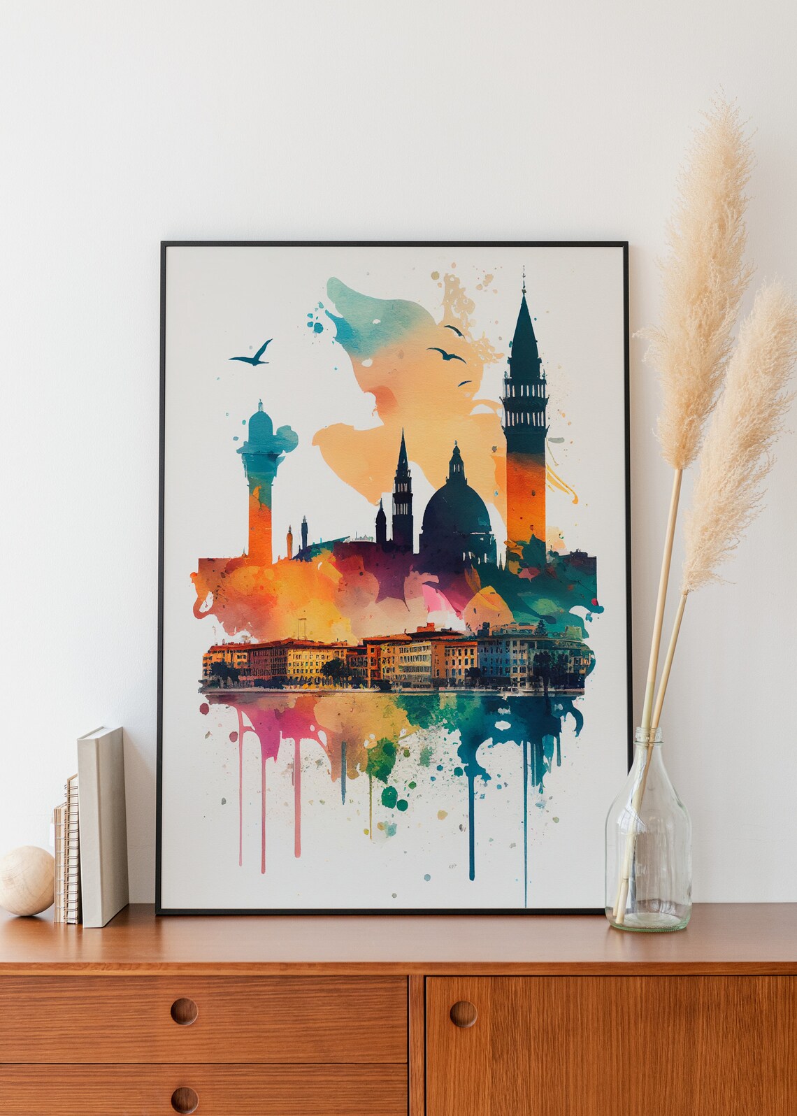 Venice Italy Watercolor City Skyline Grand Canal Style Poster