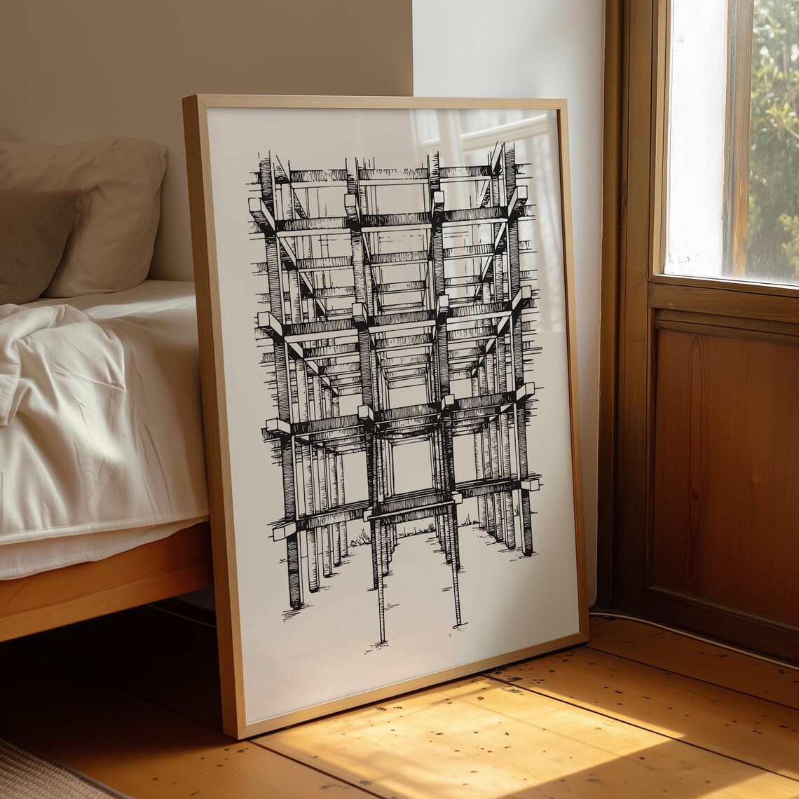 Building Drawing Blueprint Style, Structural Engineering