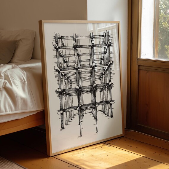 Building Drawing Blueprint Style, Structural Engineering