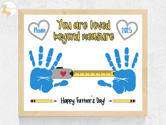 Tape Measure Fathers Day Handprint Craft Art Print