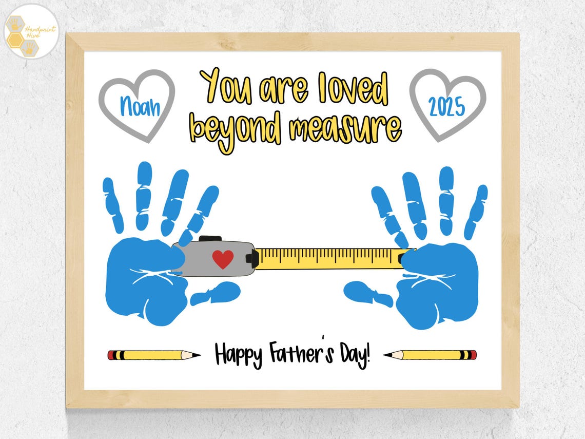 Tape Measure Fathers Day Handprint Craft Art Print