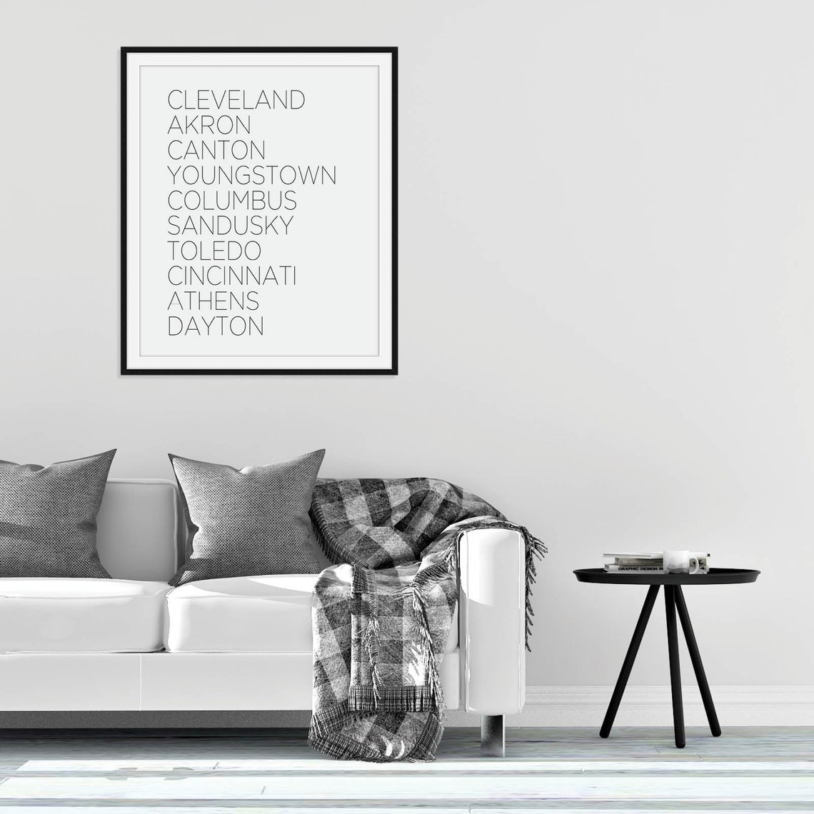 Ohio Cities Typography Minimalist State Love Black and White Poster - Image 4