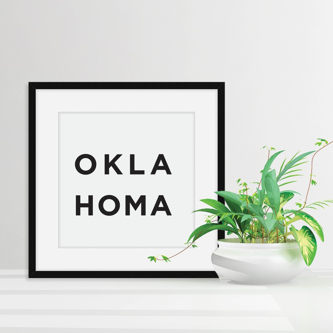 Oklahoma Bold Spaced Typography State Travel Sooner Wall Poster