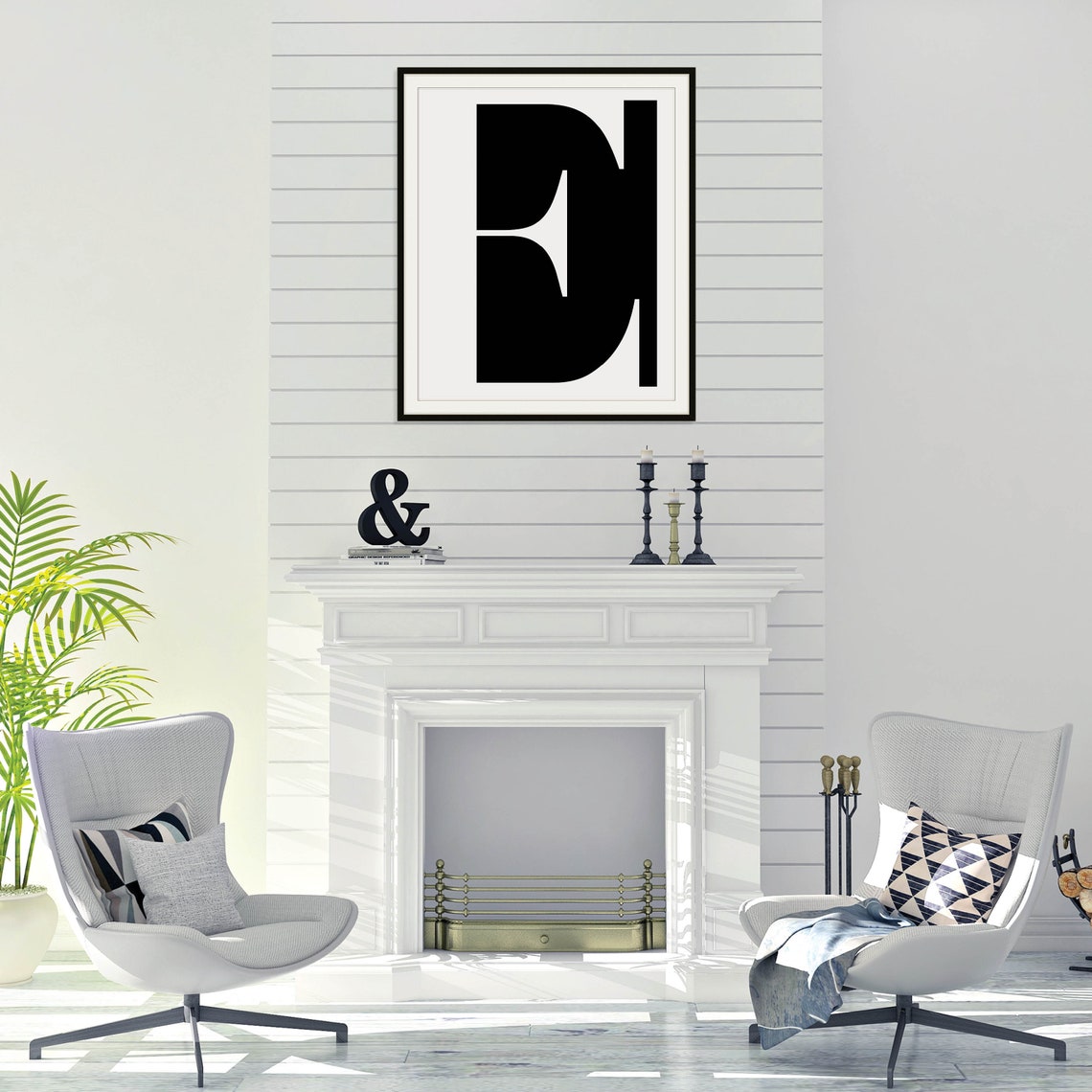 Oversized Letter E Monogram Minimalist Black Typography Poster