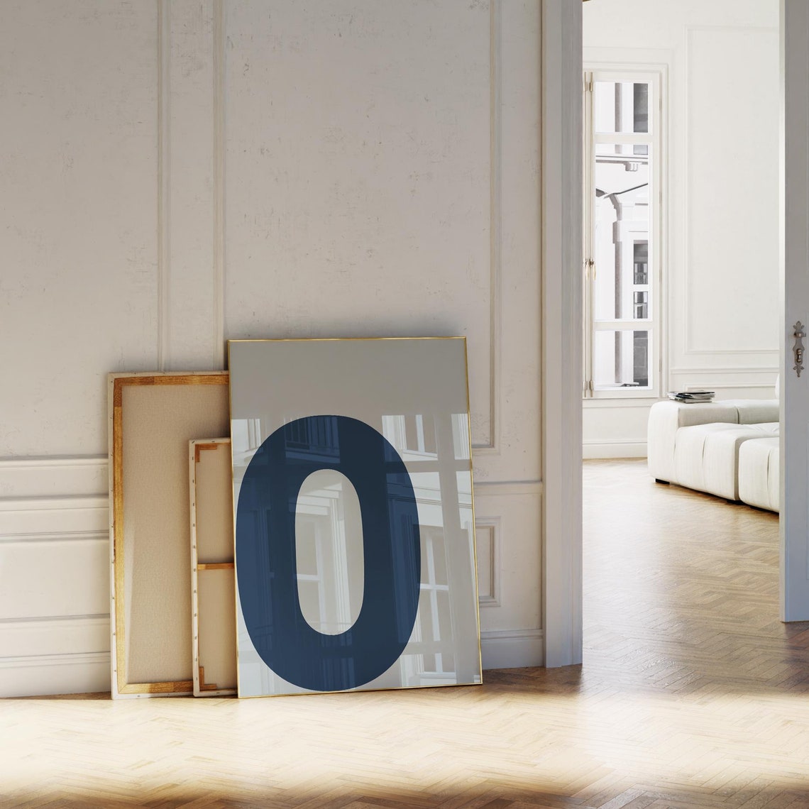 Blue Letter O Typography Print Bold Modern Initial Monogram Decor