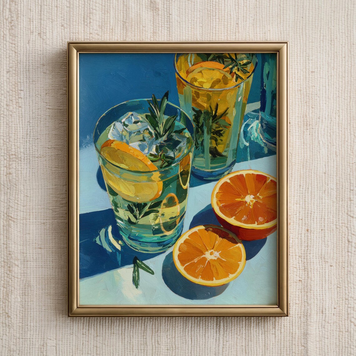 Sunny Citrus Cocktail Still Life Painting Summer Drink Poster
