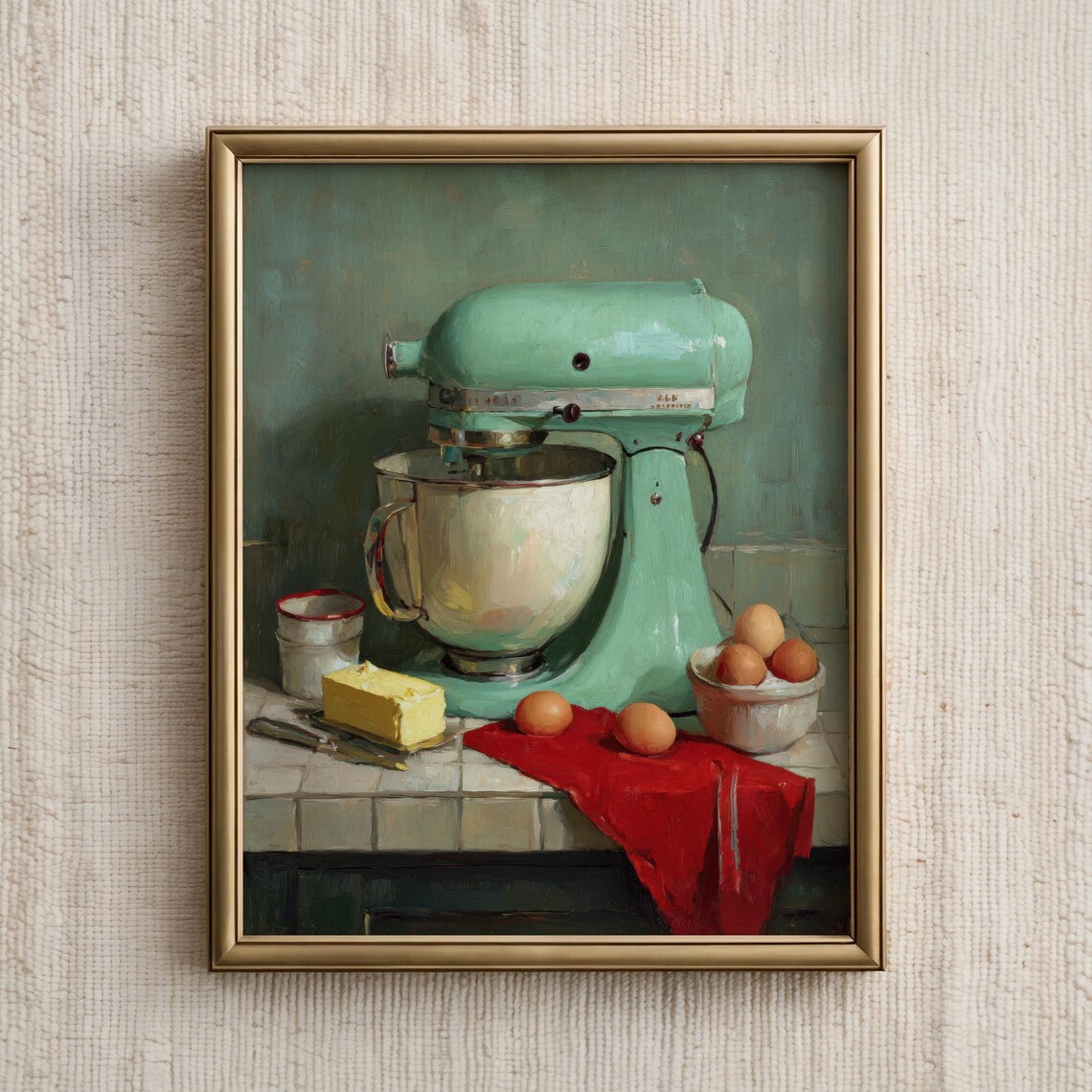 Vintage Mint Stand Mixer Baking Still Life Kitchen Art Poster