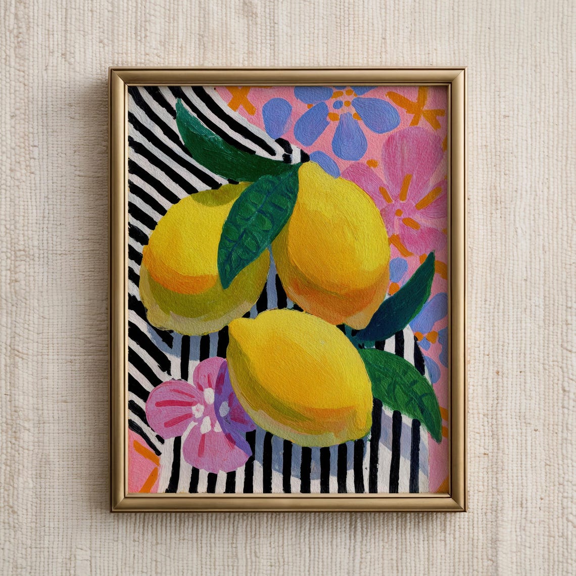 Bright Lemon Still Life Modern Botanical Citrus Kitchen Art Poster