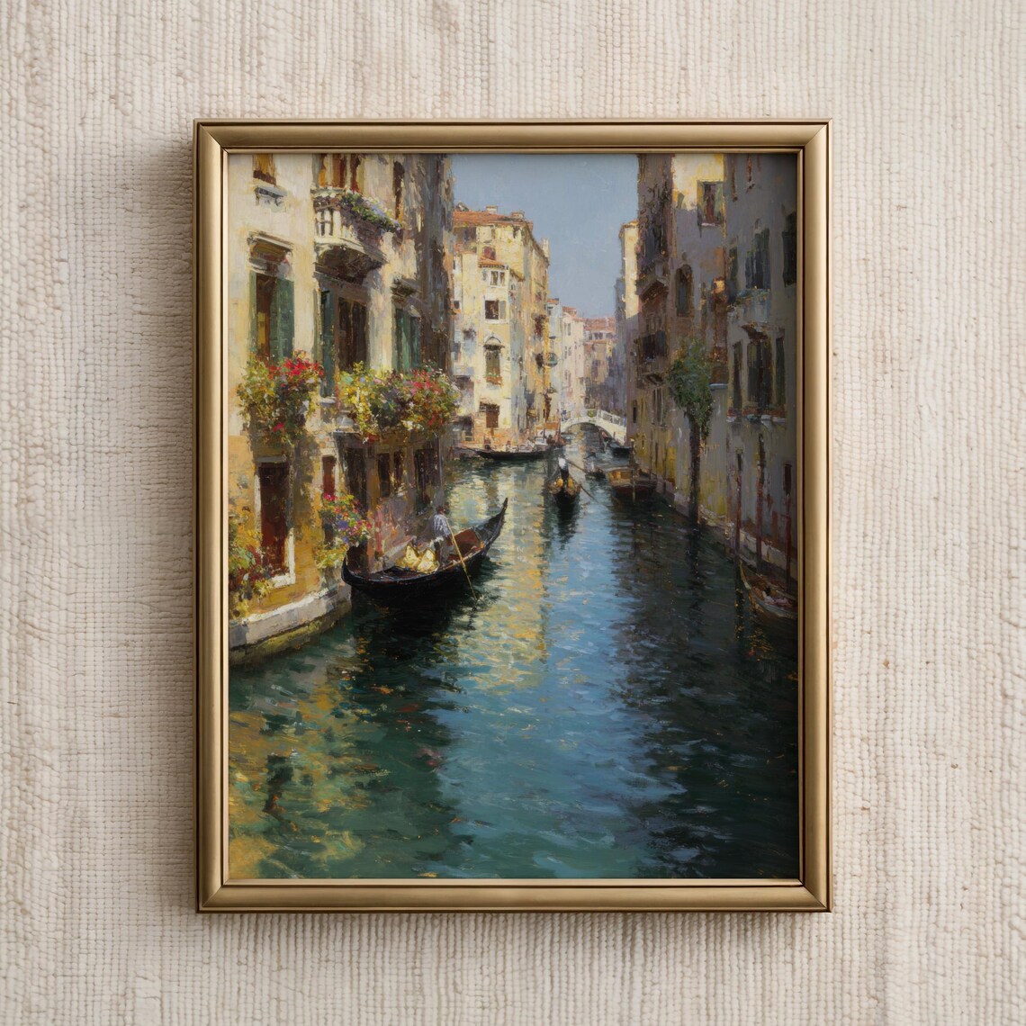 Venice Canal Gondola Classic Italy Cityscape Painting Poster