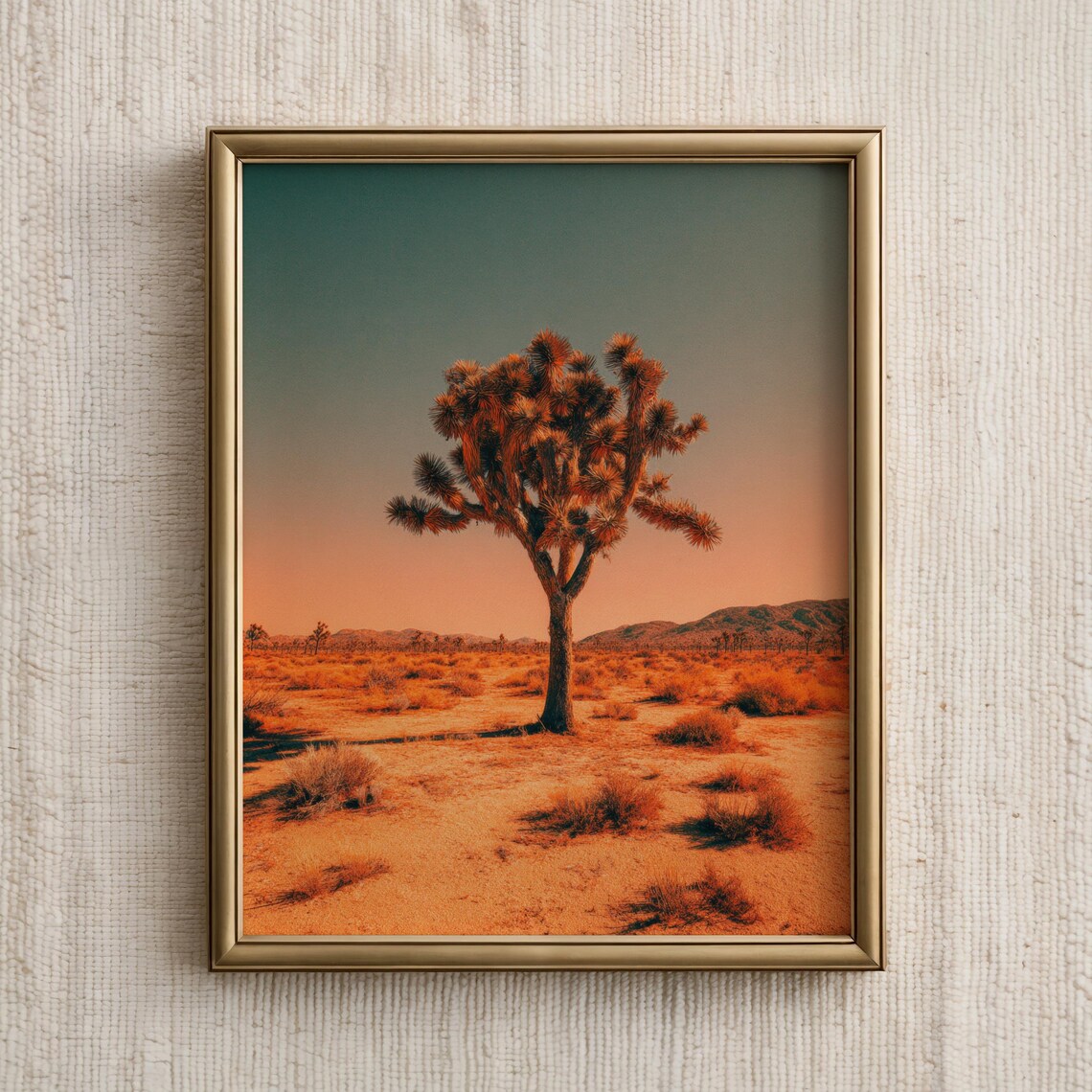 Golden Hour Joshua Tree Desert Sunset Scene Southwest Art Poster