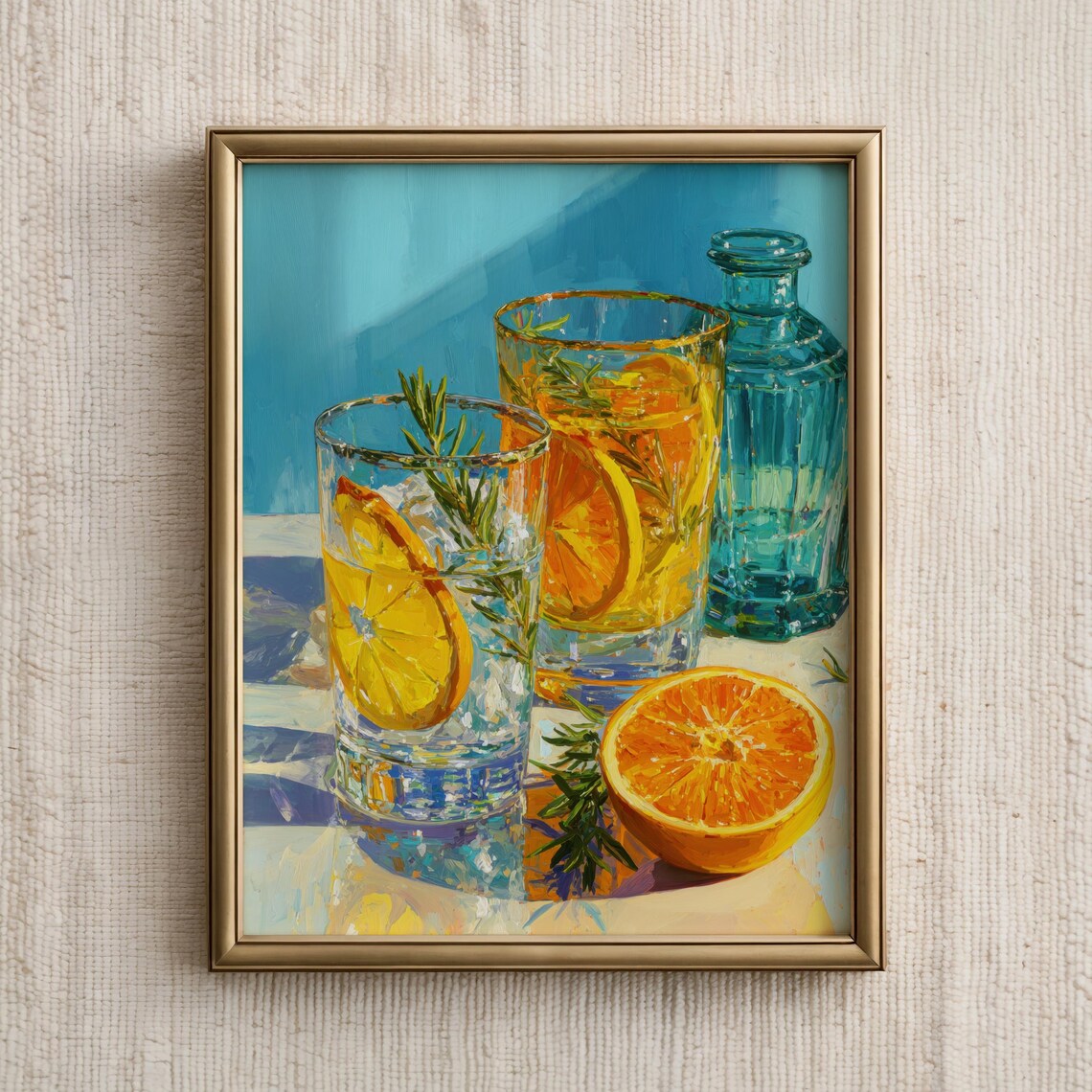 Sunlit Citrus Cocktail Glasses Summer Drink Painting Poster Decor