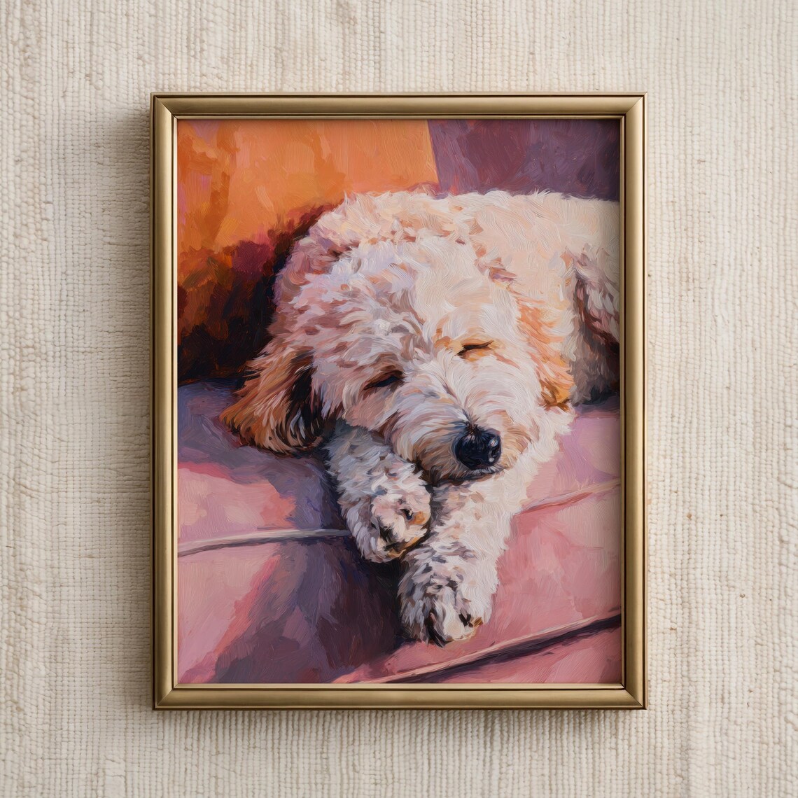 Goldendoodle Sleeping Puppy Pet Portrait Art Print