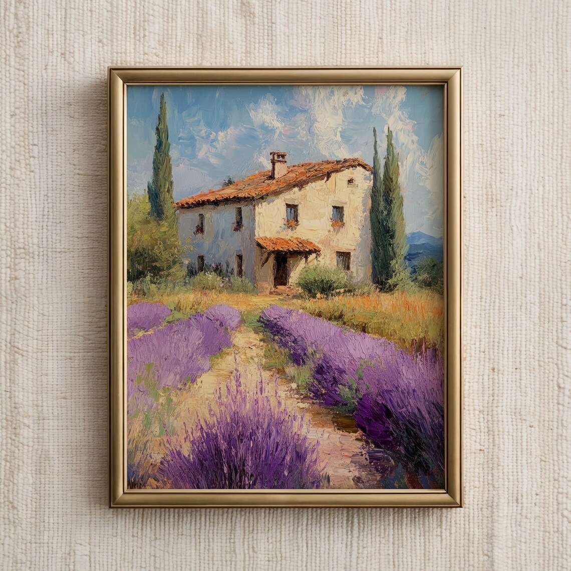 Lavender Field Stone Farmhouse Provence Countryside Oil Painting Print