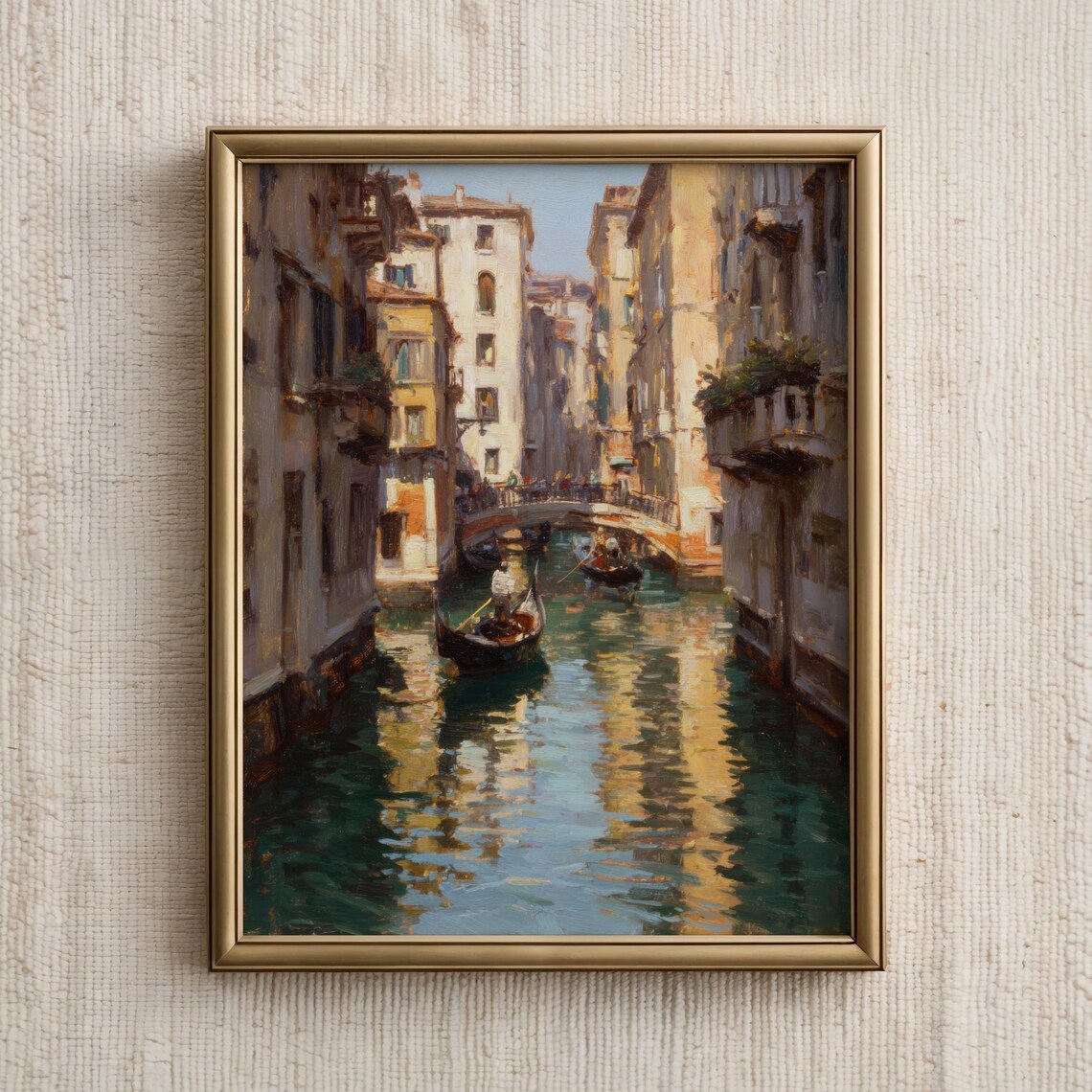 Venice Canal Gondola Painting Romantic Italian Summer Wall Art