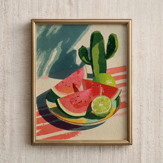 Kitchen Wall Art Watermelon Print Mexican Tropical Fruit Poster Vibrant Summer Decor Colorful Food