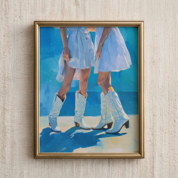 Cowgirl Wall Art Western Print Cowboy Boots Dorm Room Decor College Apartment Artwork
