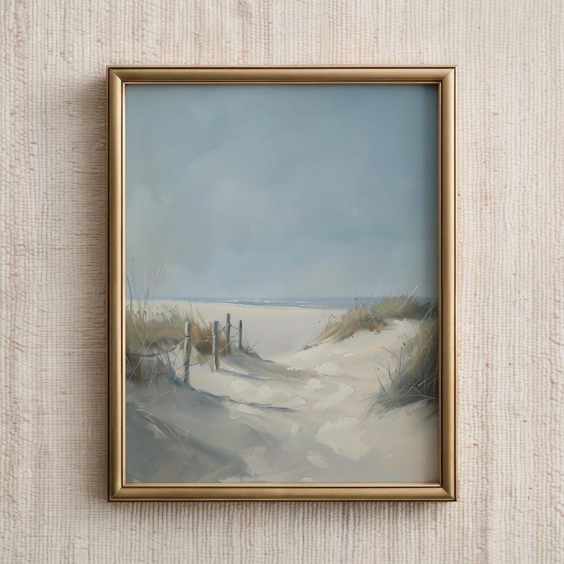 Minimalist Beach Dune Path To Ocean Neutral Coastal Painting Print