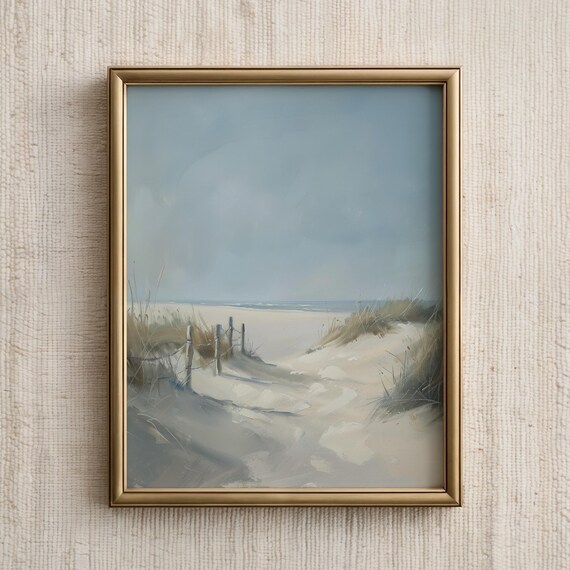 Minimalist Beach Dune Path To Ocean Neutral Coastal Painting Print