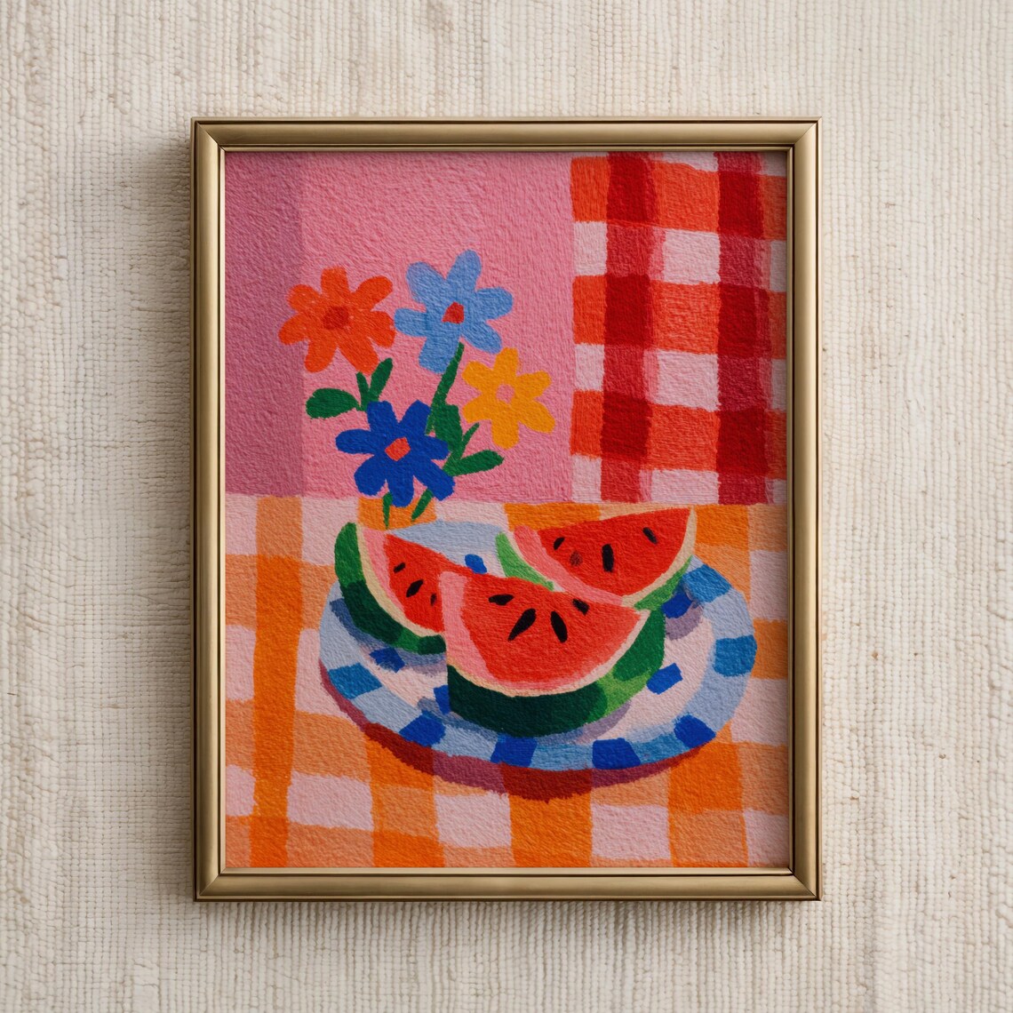 Watermelon Slices Floral Still Life Summer Kitchen Art Poster