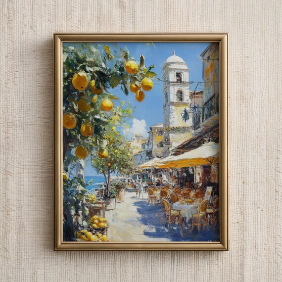 Amalfi Cafe With Lemon Trees Mediterranean Seaside Terrace Poster