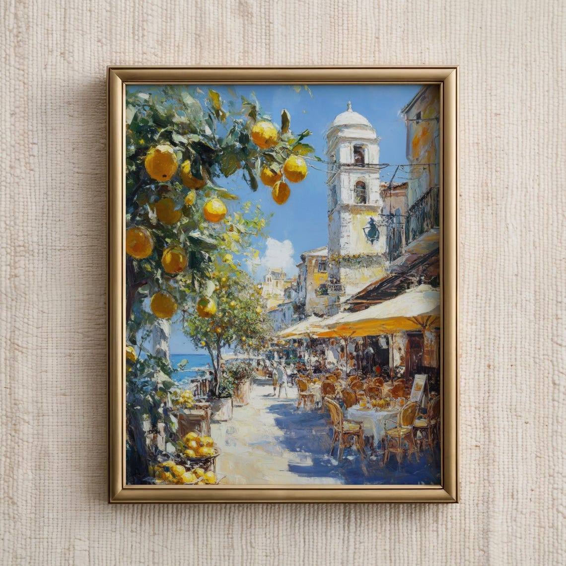 Amalfi Cafe With Lemon Trees Mediterranean Seaside Terrace Poster