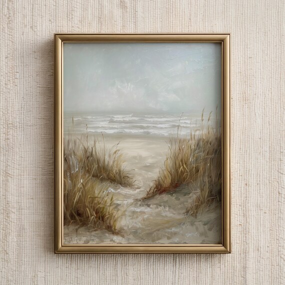 Beach Grass Dunes Path To Ocean Waves Coastal Painting Poster