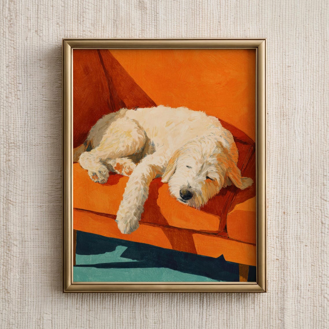 Goldendoodle Dog Print Sleeping Poster Pet Painting Animal Wall Art Artwork Illustration Lover Gift