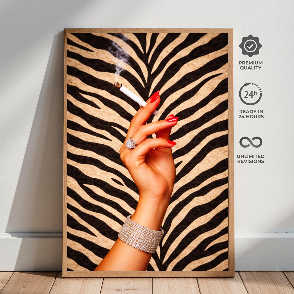 Zebra Print Glam Fashion Poster, Chic Statement Art